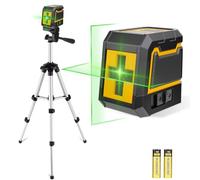 Niveau Laser,ASOBRIS Laser Chantier Autonivelant avec Trepied,Lazer Niveaux à Ligne Croisée Verte Pour Accrocher des Tableaux,Décoration,Carrelage Intérieur et Extérieur,2 x Batterie (4)