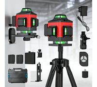 Niveau laser auto-nivelant 360 ° x 4, avec trépied 4D 16 lignes niveau laser, support rotatif, télécommande, mode impulsion extérieure Plastic Box