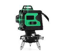 Niveau Laser Autonivelant, 12 lignes Niveau laser 360 Mur 3D rotatif Niveau laser vert Auto-nivellement avec Support, Laser bleu vert,E
