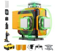 Niveau Laser Autonivelant 360° X 4, Laser Chantier 4D 16 Lignes Lazer Niveaux，Mode Impulsion ExtéRieur, 2 X 4800mAh Batterie, Nivellement Automatique, Support Rotatif, TéLéCommande