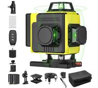 Niveau Laser Autonivelant 360° X 4, Lazer Niveaux Chantier 4d 16 Lignes Laser, Mode Impulsion ExtéRieur, 2 X Batterie,Nivellement Automatique, Support Rotatif, TéLéCommande (Sans TréPied)
