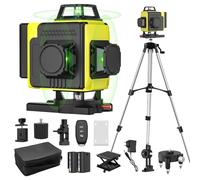 Niveau Laser Autonivelant 360° X 4, Lazer Niveaux Chantier 4d 16 Lignes Laser, Mode Impulsion ExtéRieur, 2 X Batterie,Nivellement Automatique, Support Rotatif, TéLéCommande (Avec trépied)