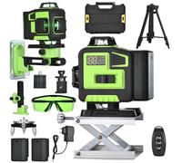 Niveau Laser Autonivelant 360° X 4, Lazer Niveaux Chantier 4d 16 Lignes Laser, Mode Impulsion ExtéRieur, 2x2400 mAh Batterie,Nivellement Automatique, Support Rotatif, TéLéCommande