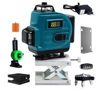 Niveau Laser Autonivelant bleu 4 x 360°, Laser Chantier 4D 16 Lignes, Autonivellement et Mode Pulsé Extérieur, IP54 2, x Batterie, Nivellement Automatique, Support Rotatif, Télécommande