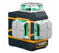 Niveau laser autonivelant CIGMAN CM-801 3x360°, ligne croisée verte 3D, IP54, avec deux batteries rechargeables CM-801 jaune/bleu