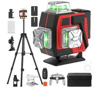 Niveau laser avec Trepied, 4D 16 Lignes Niveau Laser 360 Autonivelant avec 2 x 2400 mAh Batterie, Laser Chantier avec Télécommande pour les Travaux de Construction et de Bricolage d'Intérieur