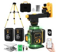 Niveau laser avec trepied, Lazer Niveaux Chantier Autonivelant 4×360°, 16 lignes avec application & télécommande, laser à lignes croisées auto-nivelant, ±1 mm/5 m, portée 25 m, 2×3600 mAh, IP54, trépi