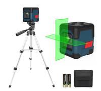 Niveau Laser avec trépied, RockSeed Cross Line Laser avec Auto-nivellement, Lignes Verticales et Horizontales, Rotatif à 360 Degrés, Pochette de Transport, Batterie Incluse (Vert avec Trépied)
