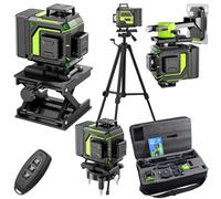 Niveau Laser Chantier Autonivelant 360° x 4 Avec trépied, Lazer Niveaux 4D 16 Lignes Laser, Mode Impulsion ExtéRieur, 2 x Batterie, Nivellement Automatique, Support Rotatif, Télécommande