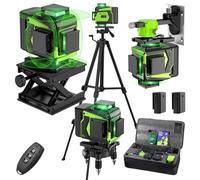 Niveau Laser Chantier Autonivelant 360° x 4 Avec trépied, Lazer Niveaux 4D 16 Lignes Laser, Mode Impulsion ExtéRieur, 2 x Batterie, Nivellement Automatique, Support Rotatif, Télécommande