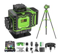 Niveau Laser Chantier Autonivelant 360° x 4 Avec trépied, Lazer Niveaux 4D 16 Lignes Laser, Mode Impulsion ExtéRieur, 2 x Batterie, Nivellement Automatique, Support Rotatif, Télécommande