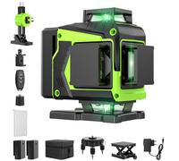 Niveau Laser Chantier Autonivelant 360° x 4, Laser Niveaux 4D 16 Lignes Laser, Autonivellement et Mode Pulsé Extérieur, 2 x Batterie, Nivellement Automatique, Support Rotatif, Télécommande