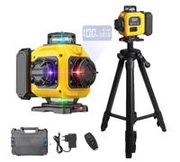 Niveau Laser Chantier Autonivelant 360° x 4, Lazer Niveaux 4D 16 Lignes Couleur Laser avec Trépied,Mode Pulsé,Télécommande