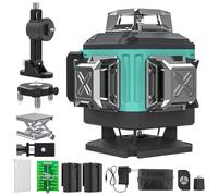 Niveau Laser Chantier Autonivelant 360° x 4, Lazer Niveaux 4D 16 Lignes Laser, Autonivellement et Mode Pulsé Extérieur, 2 x Batterie, Nivellement Automatique, Support Rotatif, Télécommande