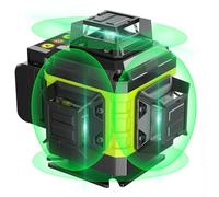 Niveau Laser Chantier Autonivelant 360° x 4, Lazer Niveaux 4D 16 Lignes Laser, Autonivellement et Mode Pulsé Extérieur, 2 x Batterie, Nivellement Automatique, Support Rotatif, Télécommande