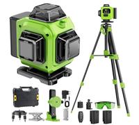 Niveau Laser Chantier Autonivelant 360° x 4, Lazer Niveaux 4D 16 Lignes Laser, Autonivellement et Mode Pulsé Extérieur, 2 x Batterie, Nivellement Automatique, Support Rotatif, Télécommande, Trepied