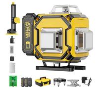 Niveau Laser Chantier Autonivelant 360° x 4, Lazer Niveaux 4D 16 Lignes Laser, Autonivellement et Mode Pulsé Extérieur, 2 x Batterie, Nivellement Automatique, Support Rotatif, Télécommande