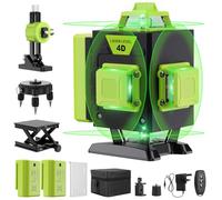 Niveau Laser Chantier Autonivelant 360° x 4, Lazer Niveaux 4D 16 Lignes Laser, Autonivellement et Mode Pulsé Extérieur, 2 x Batterie, Nivellement Automatique, Support Rotatif, Télécommande (ZH03)