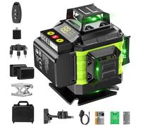 Niveau Laser Chantier Autonivelant 360° x 4, Lazer Niveaux 4D 16 Lignes Laser, Autonivellement et Mode Pulsé Extérieur, 2 x Batterie, Nivellement Automatique, Support Rotatif, Télécommande