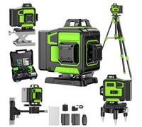 Niveau Laser Chantier Autonivelant 360° x 4, Lazer Niveaux 4D 16 Lignes Laser, Mode Impulsion ExtéRieur, 2 x Batterie, Nivellement Automatique, Support Rotatif, Télécommande(Avec trépied)