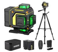 Niveau Laser Chantier avec Trepied 4 x 360°, 4D 16 Lignes Laser Chantier avec 4800mAh Batterie, Niveau Laser 360 Autonivelant, Mode Impulsion ExtéRieur,Télécommande