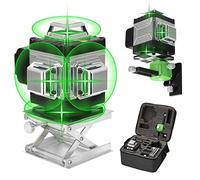 Niveau laser en 4 x 360° 4D 16 Lignes Auo-équilibrage du Niau Laser Vert Rotatif Outil de Niveau Vertical Horizontal avec d'auto-Nivellement IP54 Batteries Rechargeables