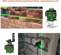 Niveau laser multifonctionnel à affichage LCD 16 lignes Ligne verticale Horizontale 3��� Nivellement automatique avec fonction de réglage de la luminosité de la ligne laser