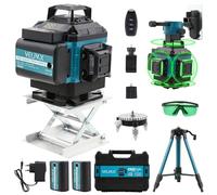 Niveau Laser, Niveau Laser 4D 16 Lignes avec Trepied, 360° Horizontal/Vertical Autonivelant, Lignes Laser Chantier avec 2×2400mAh Batterie & Affichage LED, IP54 Étanche et Anti-Poussière