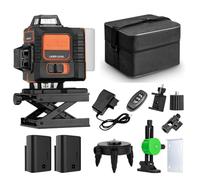 Niveau laser, Niveau Laser Vert 4D 16 Lignes 360 °, Luminosité Réglable À Nivellement Automatique Et Télécommande Pour La Construction De Sols Carrelés,pour le travail du bois(With 2 battery)