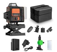 Niveau laser, Niveau Laser Vert 4D 16 Lignes 360 °, Luminosité Réglable À Nivellement Automatique Et Télécommande Pour La Construction De Sols Carrelés,pour le travail du bois(With 1 battery)