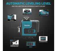 Niveau laser professionnel Makita 16 lignes - Lumière verte haute visibilité 515 nm, auto-nivelant et manuel pour l'alignement intérieur/extérieur EU