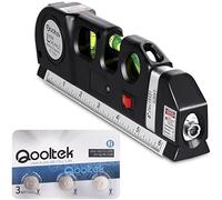 Niveau laser Qooltek - laser multifonction, lignes laser horizontales verticales croisées, ruban à mesurer de 2,5m / 8pieds, règle en métal de 15cm / 6pouces