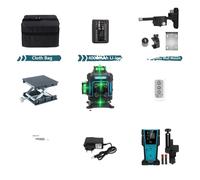 Niveau laser vert, 16 lignes pour un alignement précis, batterie rechargeable 4000mAh, /h3divulliSac en tissu/lili4000mAh batterie Li-Ion/liliSupport mural magnétique/liliCadre de levage/liliNiveau la