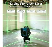 Niveau laser vert 3D-4D Makita, 16 lignes, haute précision, 360° ° Outil de mesure laser portable, avec lignes horizontales et verticales, pour montage mural. EU