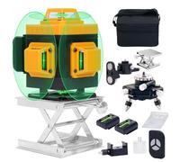 Niveau laser vert 4x360° - Autonivelant 4D 16 Line Ligne Laser, distance 30m, 10 hours batterie Li-Ion, avec télécommande, support magnétique, trépied pivotant, sac de transport antichute