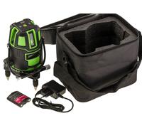 KALEA-INFORMATIQUE Niveau Laser sur Base rotative, 5 Lignes Verticales et Horizontales Traits Verts Visibles en extérieur comme en intérieur. avec 2 Batteries et Accessoire