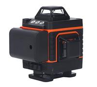 Niveau Professionnel 16 Lignes 4D Faisceau Vert Haute Précision Auto-Ajustable 4x360° IP54 pour Carrelage et Travaux de Construction avec Niveau de Référence Orange