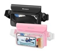Niveaya Lot de 2 sacs banane étanches IP68 pour téléphone, plage, kayak, natation, bateau, pour iPhone 16/15/14/13/12 Pro Max jusqu'à 24,1 cm