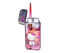 NIVEK Briquet LED transparent phosphorescent - Mélodie de chat - Kuromi - Caractère japonais Kawaii - Flamme rose (chaton transparent)