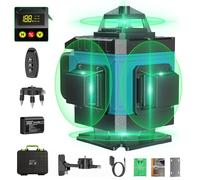 Nivel Laser Autonivelante 360 Grados, Nivel Láser Verde 16 Líneas, 2 x 360 Horizontal y 2 x 360 Verticales, 2 x Batería, Montaje en Pared, Control Remoto, Base Magnética, Soporte Giratorio