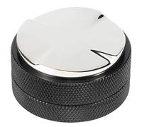 Niveleur de distributeur de doseur de café en acier inoxydable de 58 mm, hauteur réglable avec filetage antidérapant (58 mm [Base à quatre feuilles] noir)