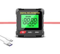 Niveleur numérique avec double laser & fonction d’étalonnage, aimant 4 côtés, précision 0,05°, inclinomètre avec écran LCD rétroéclairé, rechargeable USB-C, mesure d’angle pour chantier/gravure/bricol