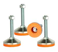 Niveleurs de pieds robustes, pieds de nivellement 3,14 "Dia Base,Pieds réglables niveleurs M16 Thread, capacité de 2600 lb,capacité pour établi, machine, armoire (D80xM16x100,orange,4 Pcs )