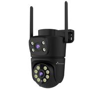 NIVIAN Caméra de sécurité extérieure WiFi Dual 3MP SuperHD 2K avec Double Objectif - sans Angle Mort, Suivi Automatique IA, Audio bidirectionnel, IP65, contrôle Via l'application Tuya (Noir)