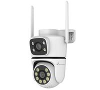 NIVIAN Caméra de sécurité extérieure WiFi Dual 3MP SuperHD 2K avec Double Objectif - sans Angle Mort, Suivi Automatique IA, Audio bidirectionnel, IP65, contrôle Via l'application Tuya (Blanc)