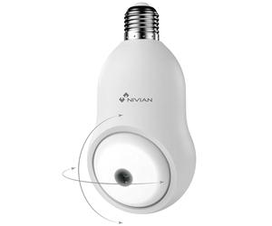 NIVIAN- Caméra de surveillance Wi-Fi type Ampoule 2K-Mouvement 360º Audio bidirectionnel - Reconnaissance et suivi des personnes - Vision nocturne- Compatible avec Alexa, Google Home- Application Tuya