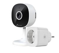 NIVIAN Caméra + Prise WiFi 2.4Ghz - Enregistrement sur MicroSD (non incluse) - 2K - Détection d’humains - Audio bidirectionnel - Convient pour l’intérieur - Compatible avec Amazon Alexa et Google Home