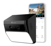 NIVIAN Caméra Surveillance WiFi Solaire Projecteur LED Extérieur 2K PIR | Sans câble, IA anti-fausses alertes, vision nocturne couleur et résistance extrême aux intempéries