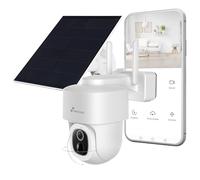 Caméra WiFi motorisée d'extérieur avec Batterie et Panneau Solaire, détection PIR et Filtre IA, Audio bidirectionnel, Vision Nocturne, sirène, contrôle Vocal (Alexa/Google)