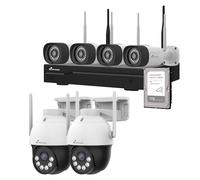 NIVIAN, Kit Caméras de Surveillance WiFi 2K Professionnel avec 6 Caméras IP PTZ, NVR 10 Canaux, Images Super HD, Détection Humaine IA, Vision Nocturne, Audio, HDMI, App EseeCloud, Enregistrement HDD